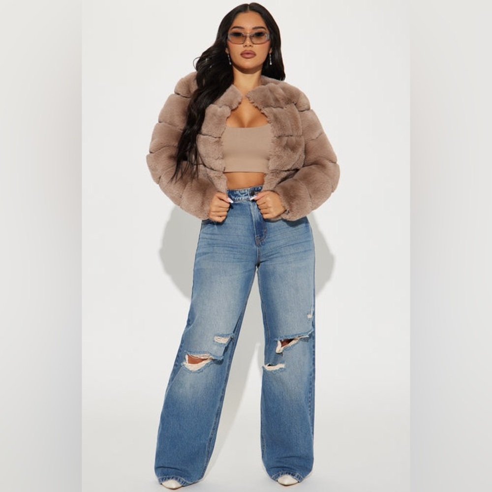 Fashion Nova Tan Quilted Teddy Jacket